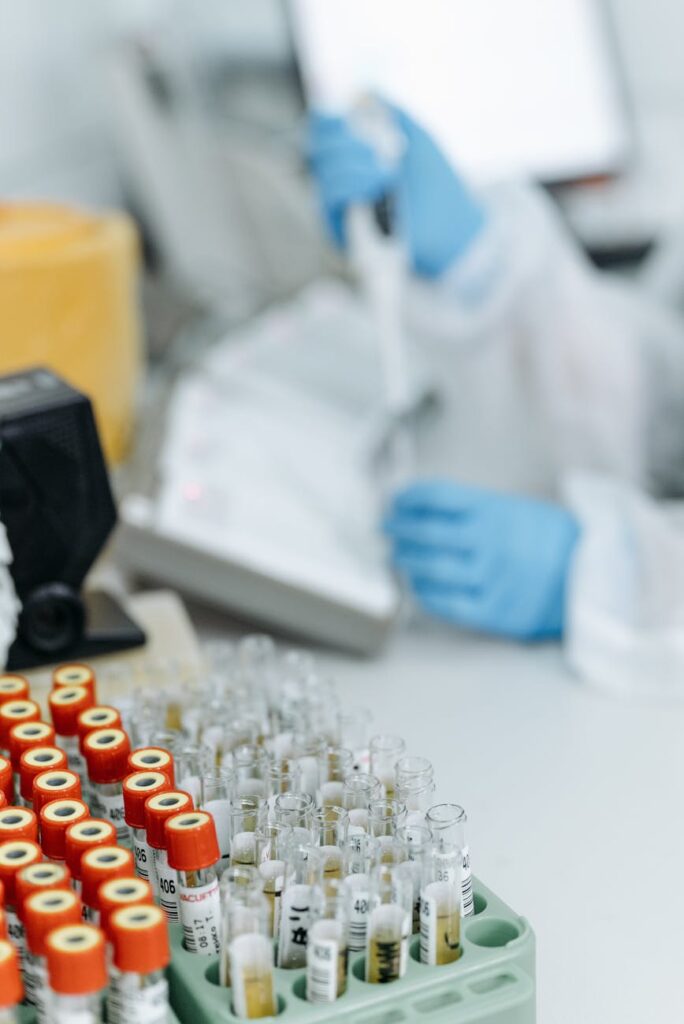 empty blood samples in a laboratory